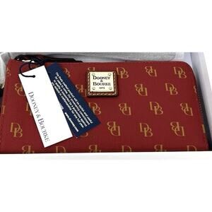 Dooney & Bourke Gretta Folded Zip Wristlet Wallet Purse RED Signature DB Logo